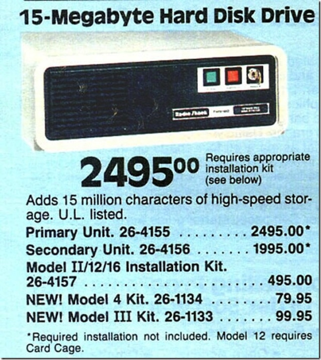 15 megabyte Hard disk drive