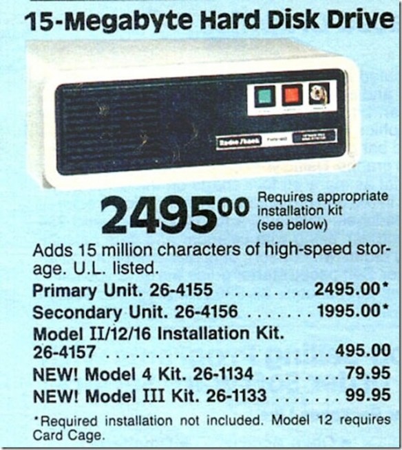 15 megabyte Hard disk drive